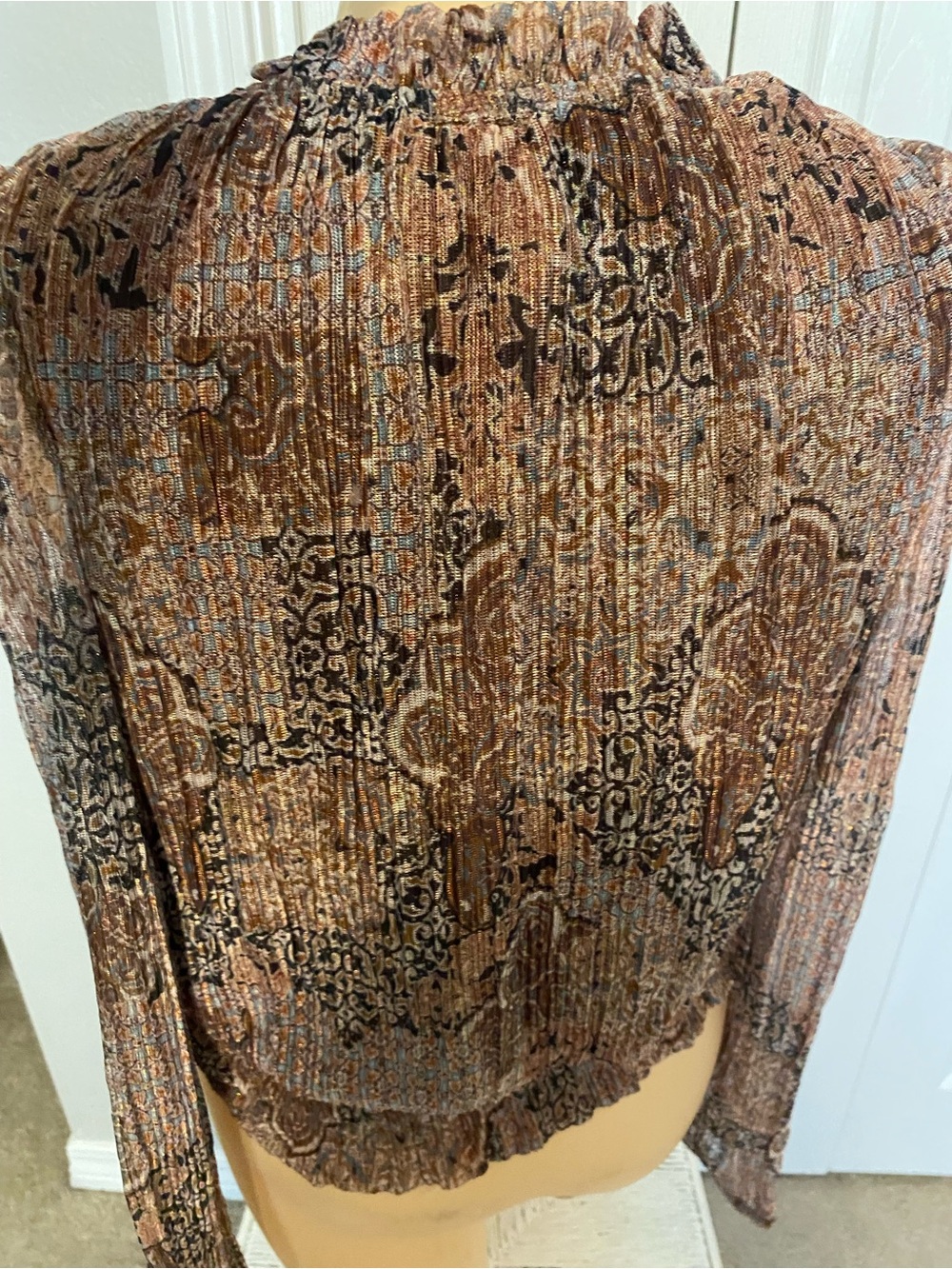 Joie Multicolor Paisley Metallic-Thread Blouse